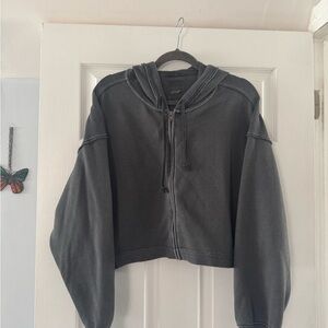 aerie charcoal gray knit hoodie